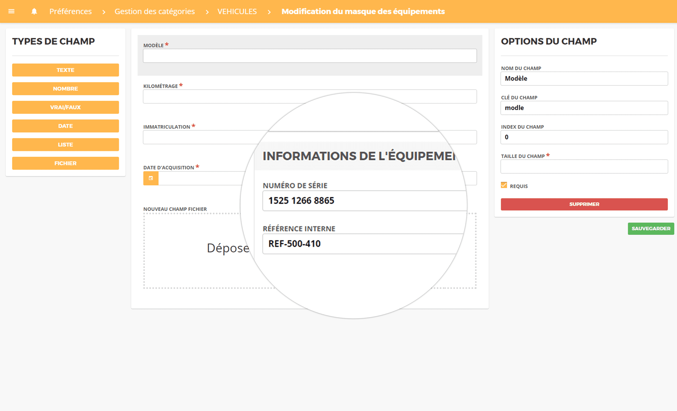 Ajout de champs nombre pour la création de modèles avec le logiciel de gestion de parc LOKATECH