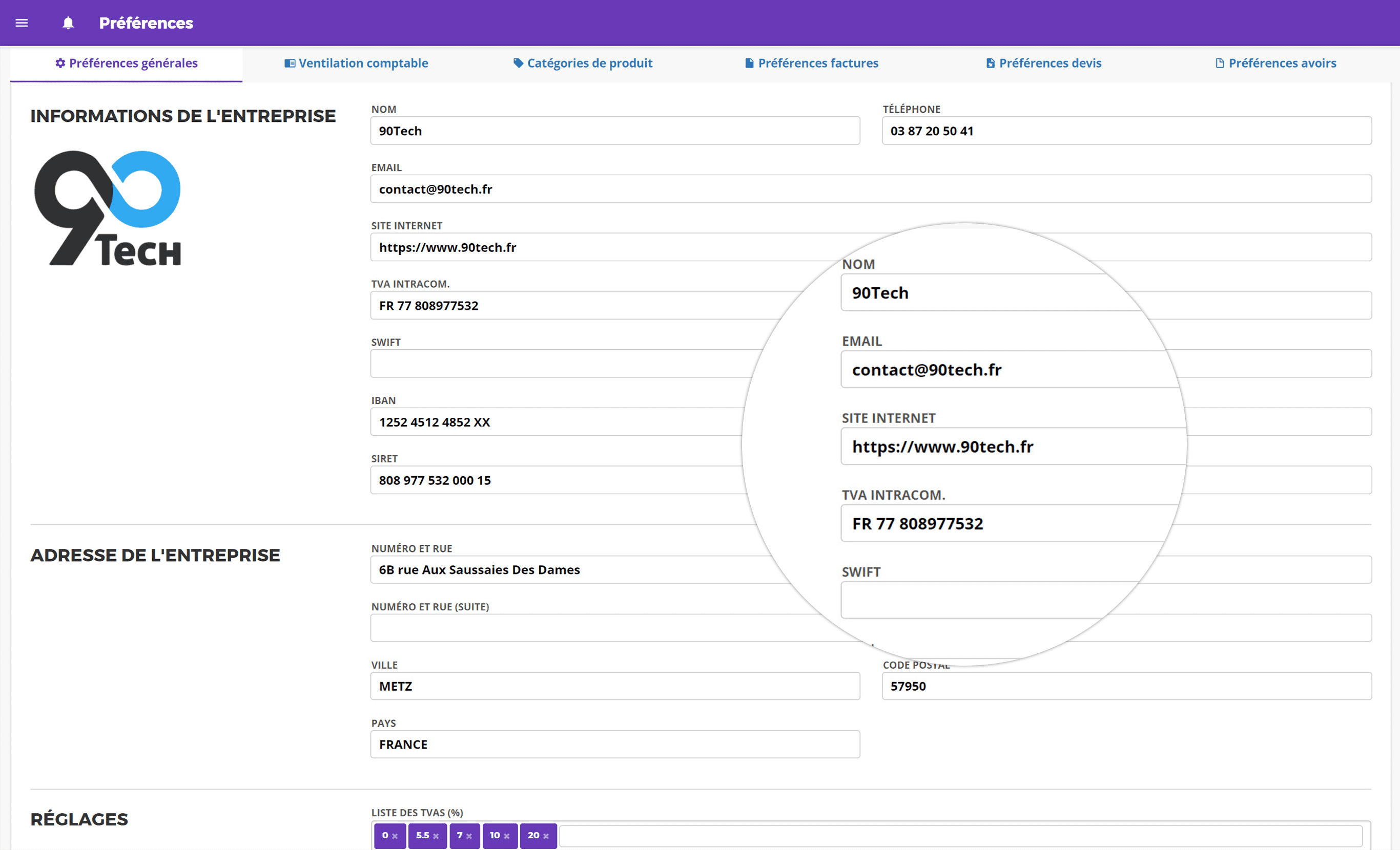 Gestion des préférences avec SOLITECH