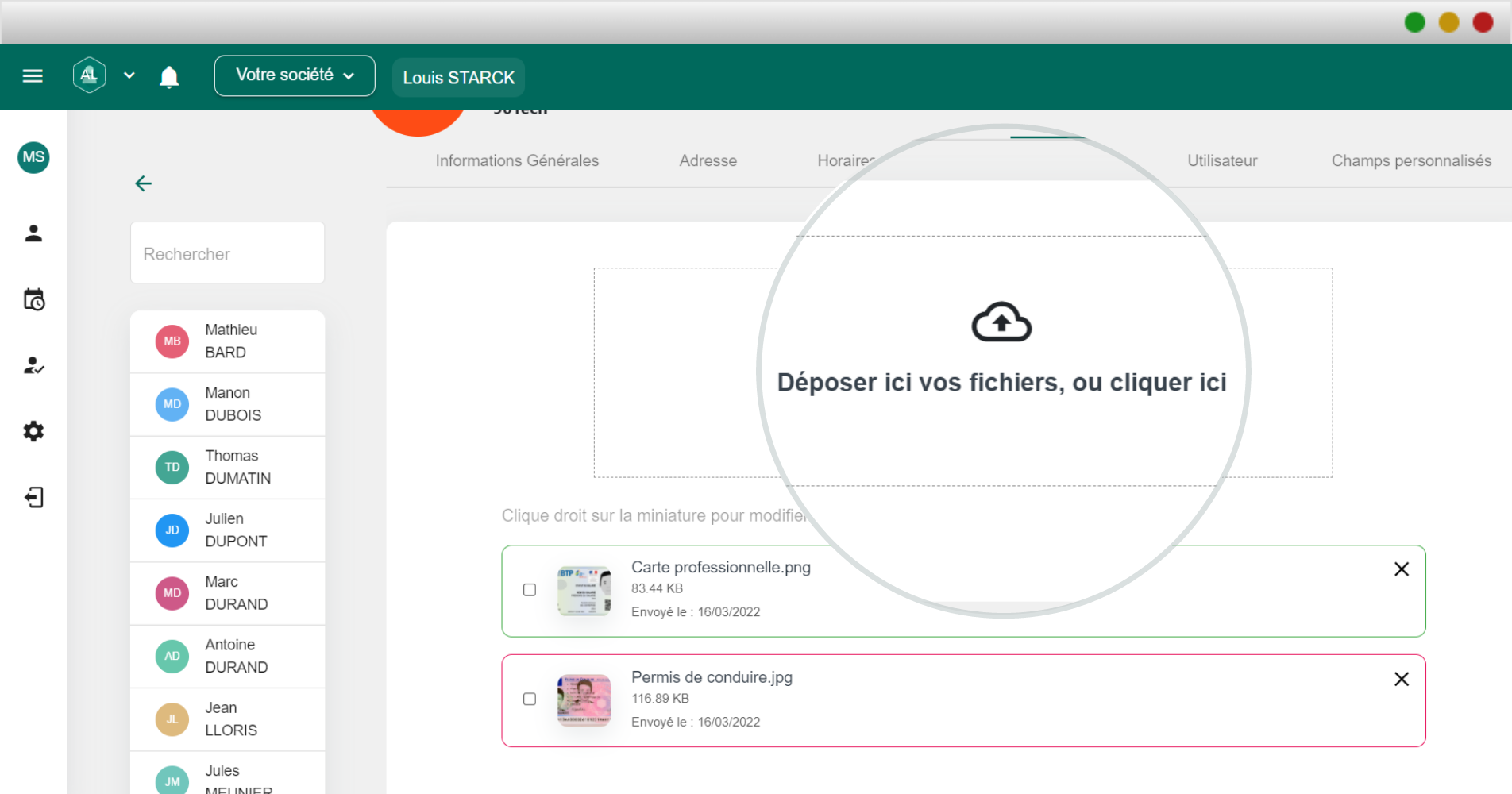 aliatech, visualisation des outils d'envoi de documents et de gestion des pièces jointes